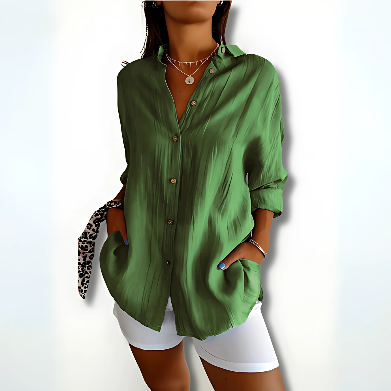 Damesblouse met kraag en knoopsluiting – luchtig model