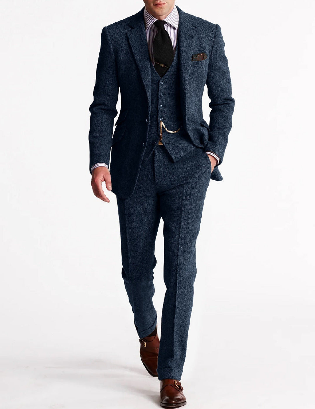 3-delig pak met colbert, gilet en broek voor heren