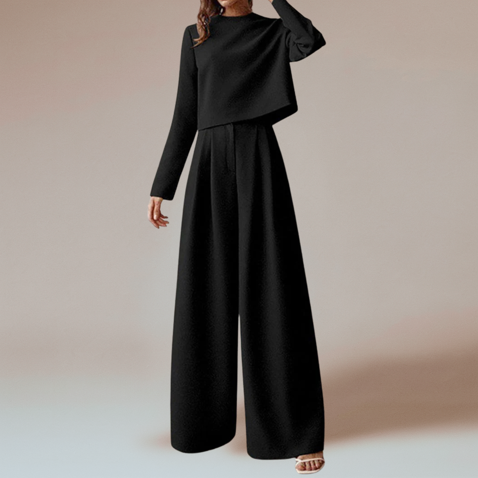 Dames tweedelige set met wijde broek en lange mouwen