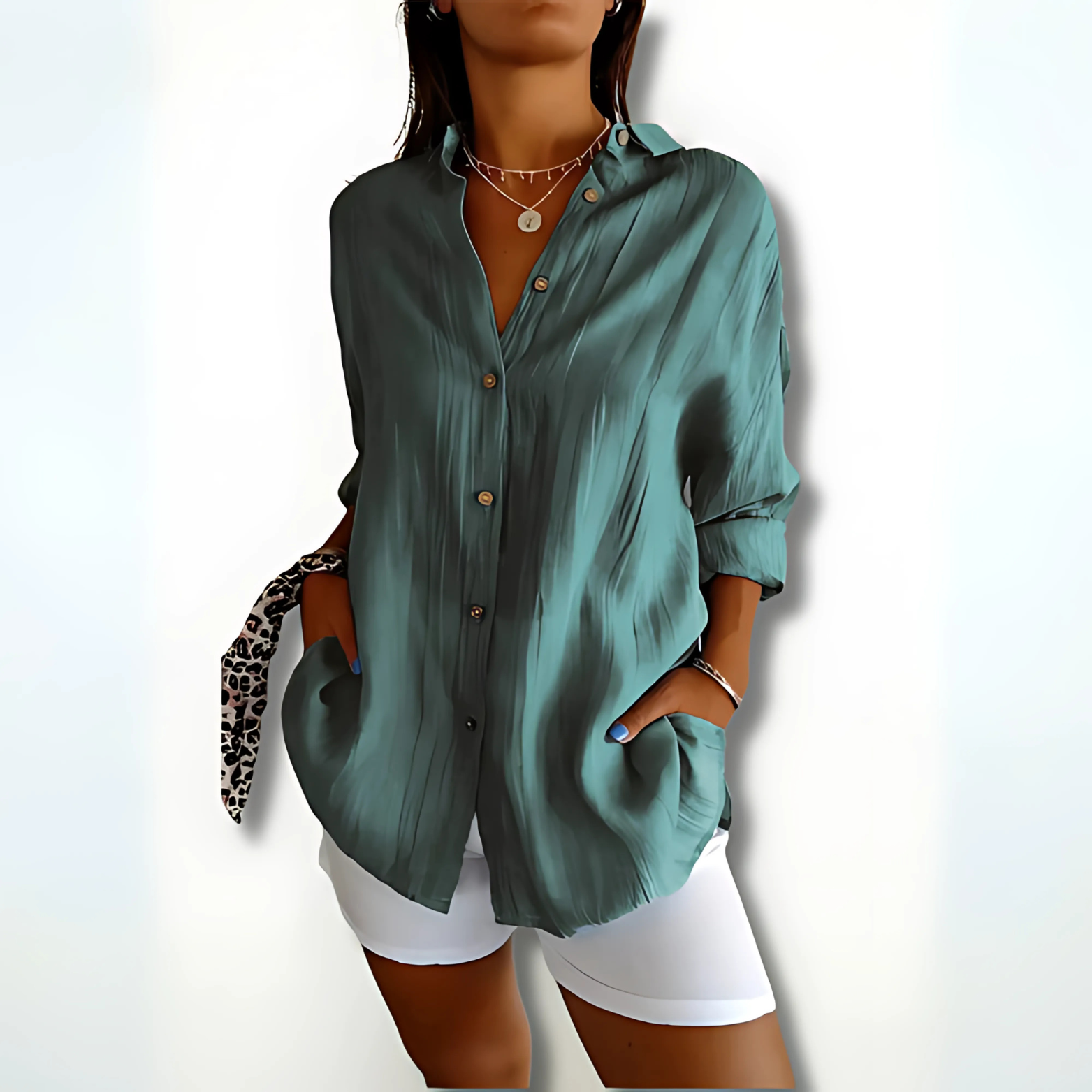 Damesblouse met kraag en knoopsluiting – luchtig model