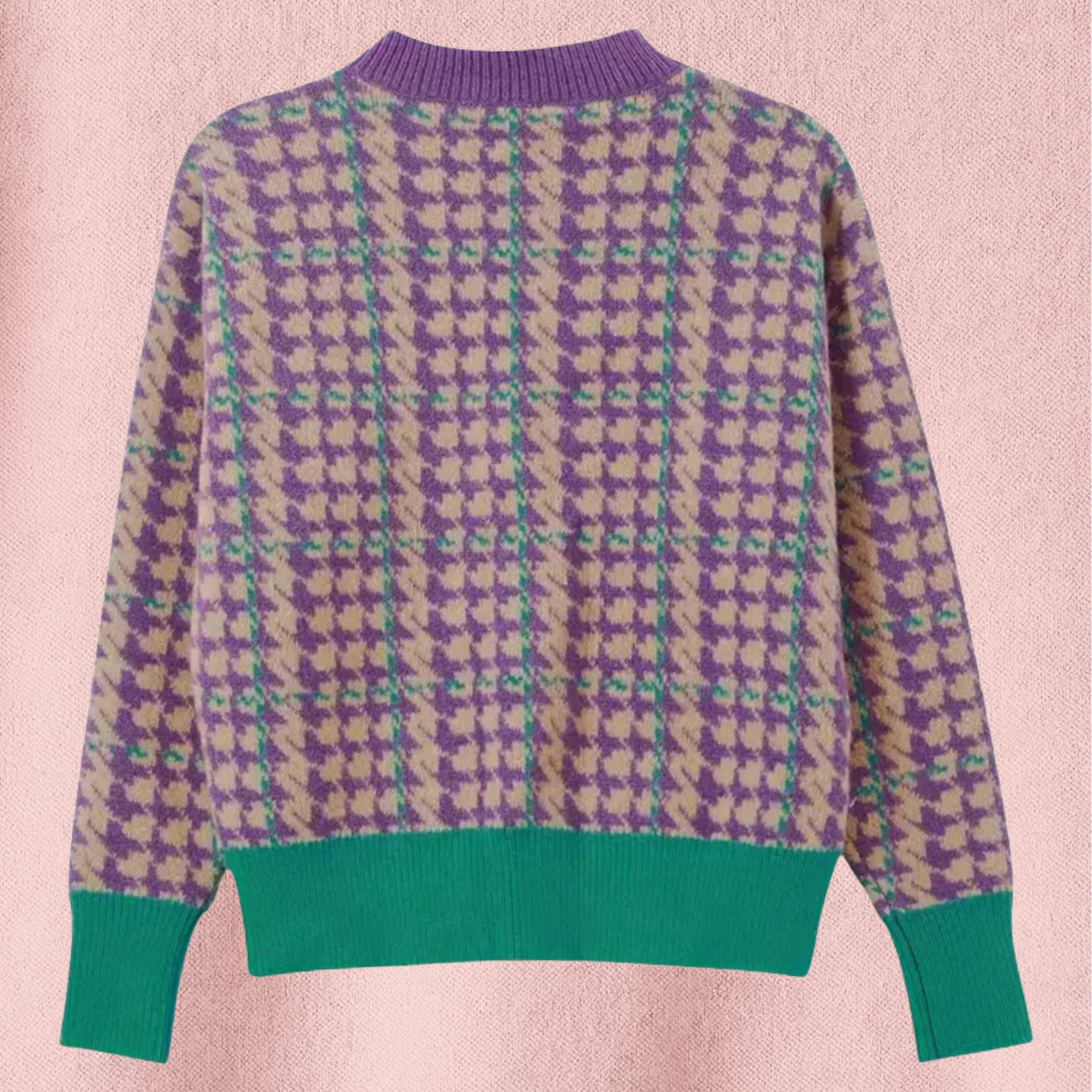 Dames vest met houndstooth patroon en knoopsluiting