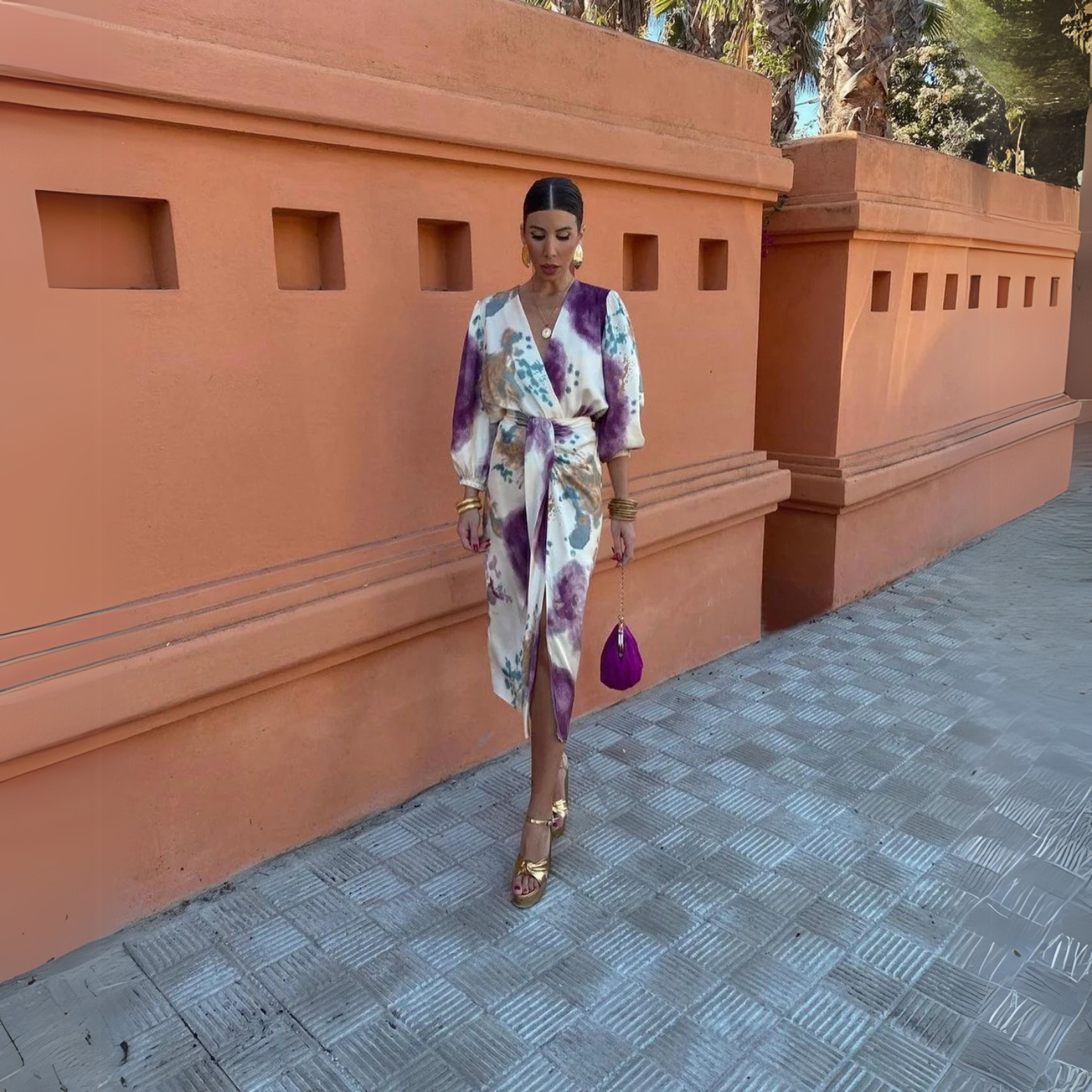 Mira Tweedelige Set – Tie Dye V-hals Blouse & Rok