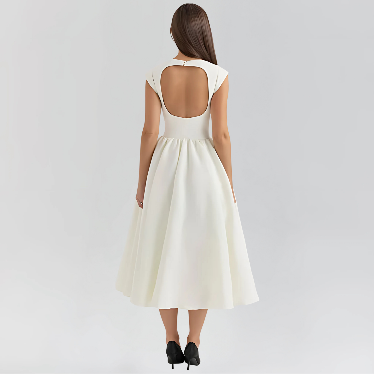 Midi-jurk met boothals en open rug