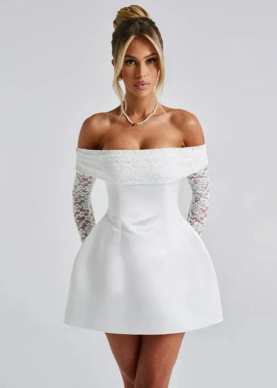 Elvira Off-Shoulder – Kanten Jurk voor Feestelijke Gelegenheden