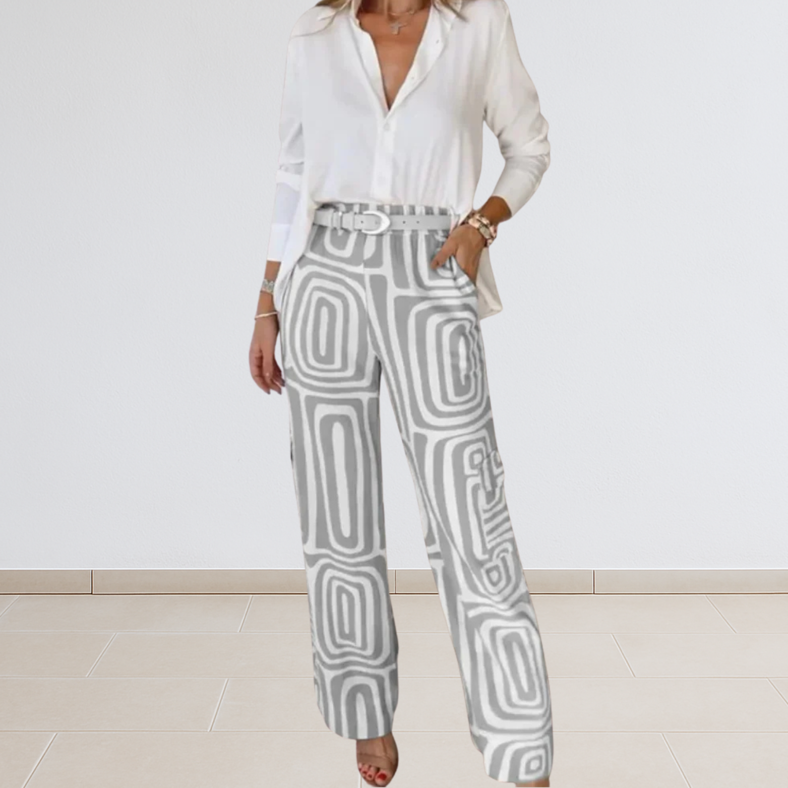 Dames tweedelige zomerset met blouse en broek