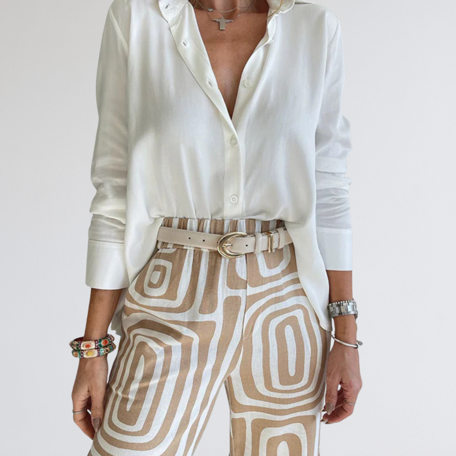 Dames tweedelige zomerset met blouse en broek