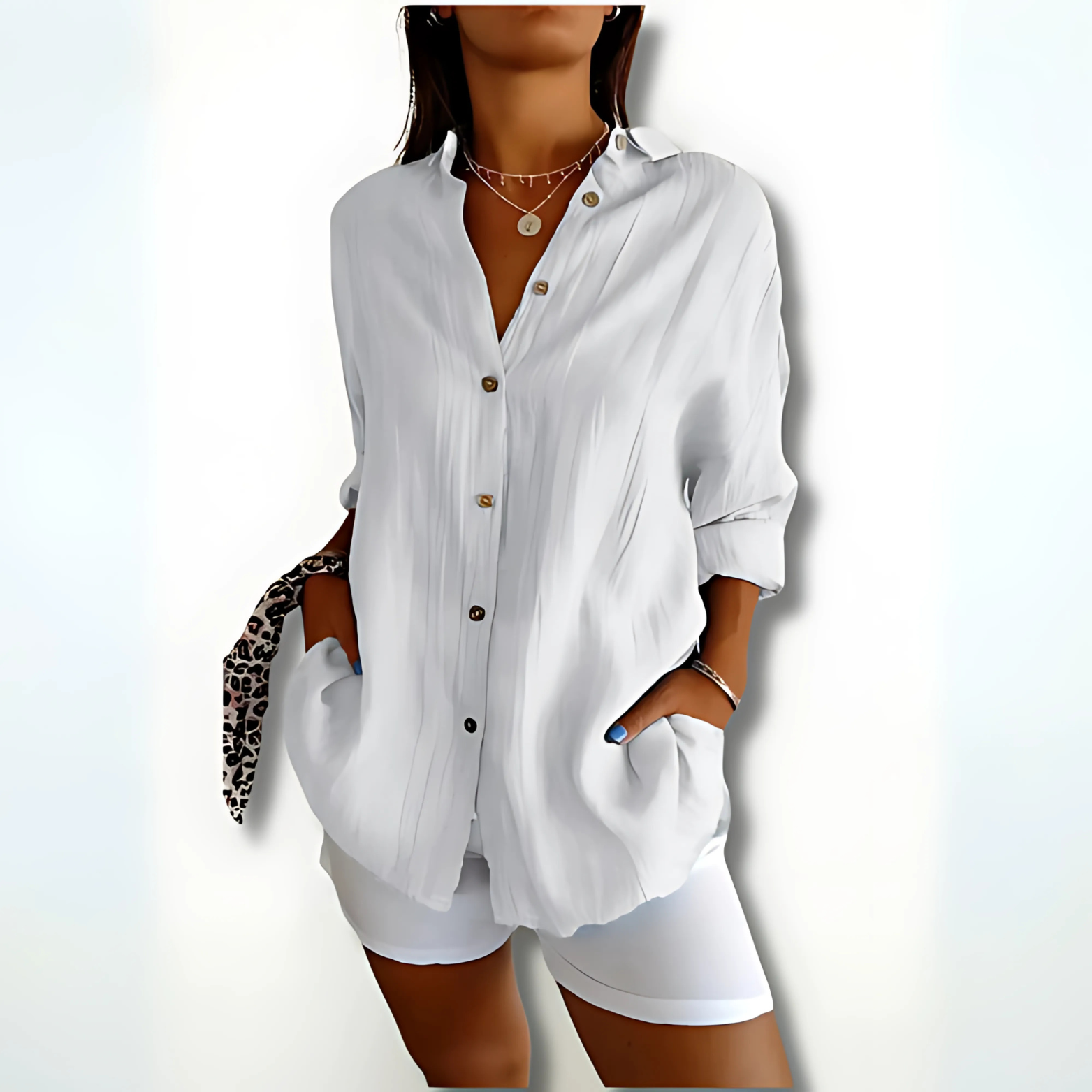 Damesblouse met kraag en knoopsluiting – luchtig model