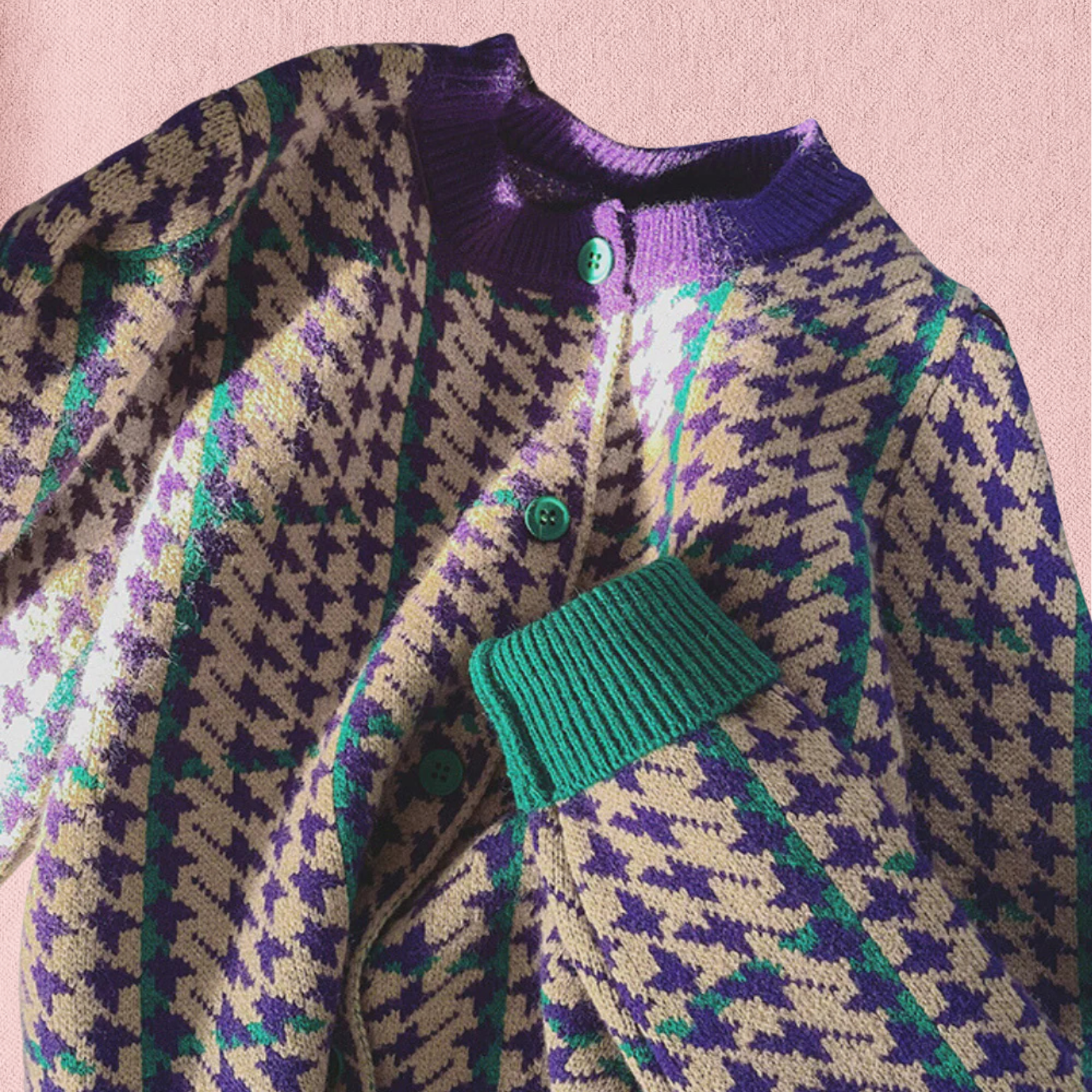 Dames vest met houndstooth patroon en knoopsluiting