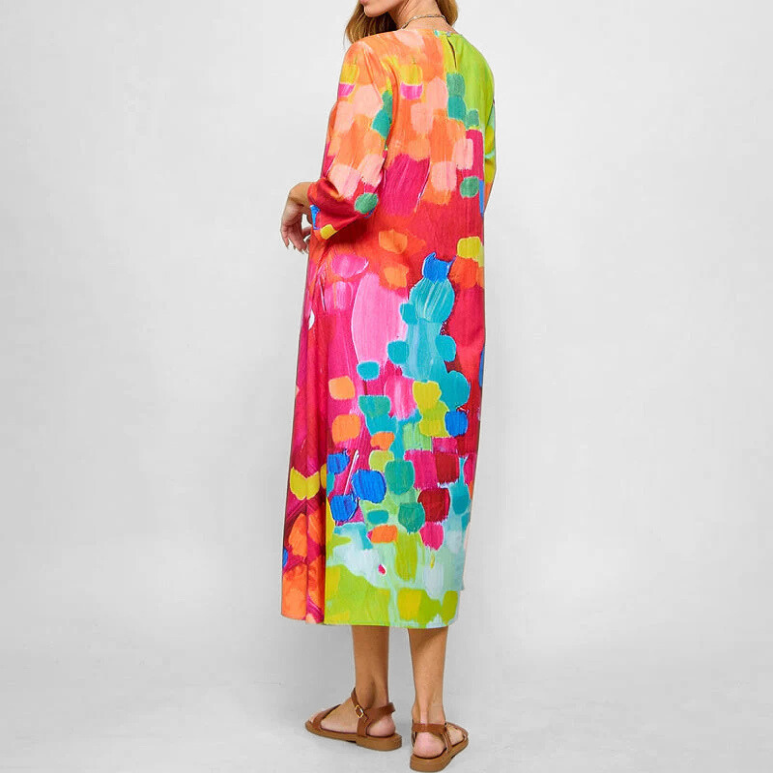 Lina – Kleurrijke Lentejurk met Artistiek Design