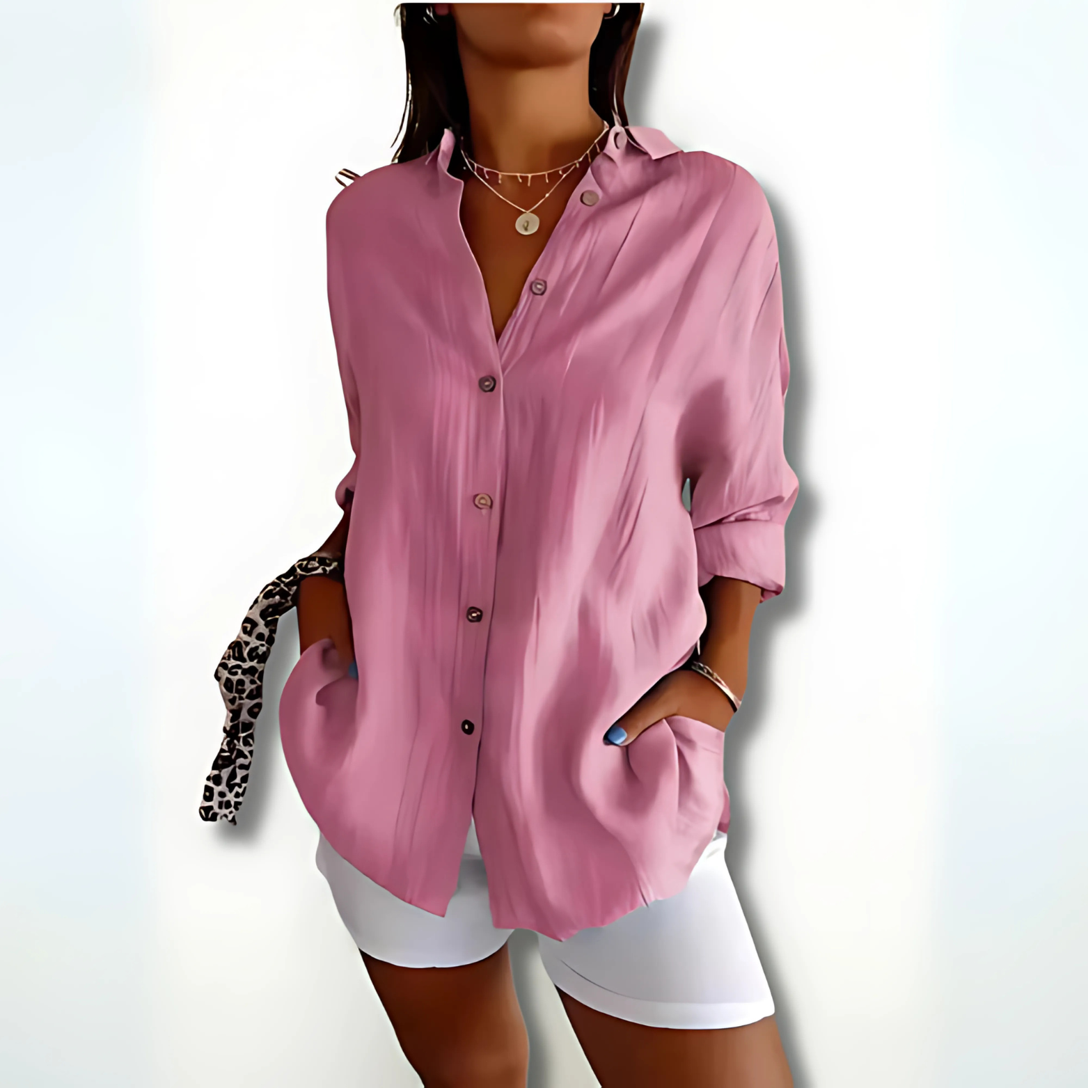 Damesblouse met kraag en knoopsluiting – luchtig model