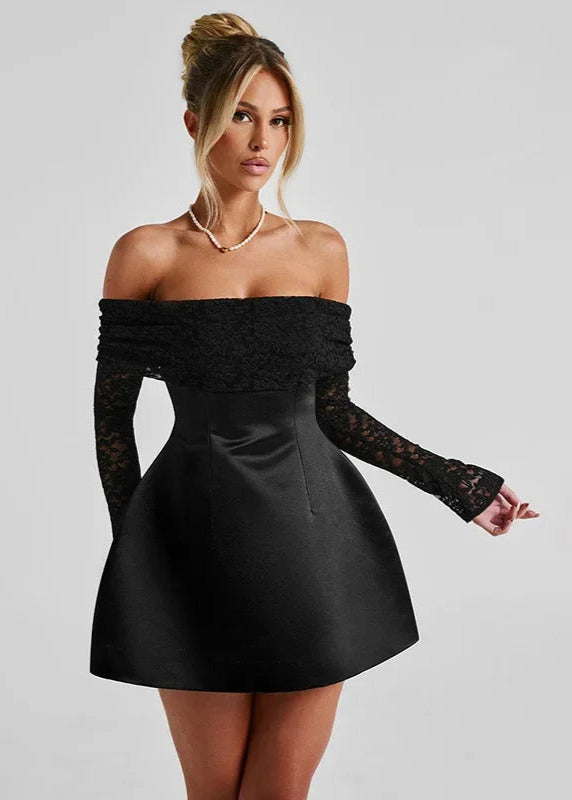 Elvira Off-Shoulder – Kanten Jurk voor Feestelijke Gelegenheden