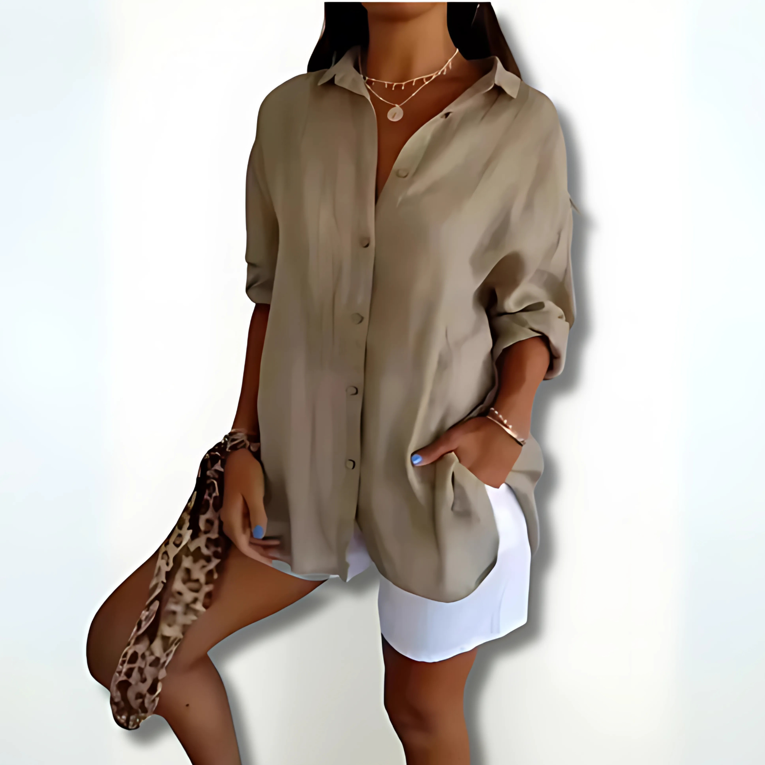 Damesblouse met kraag en knoopsluiting – luchtig model