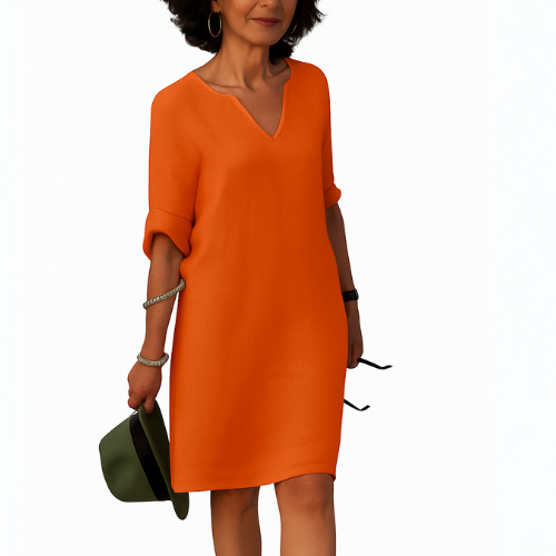 Midi-jurk met V-hals