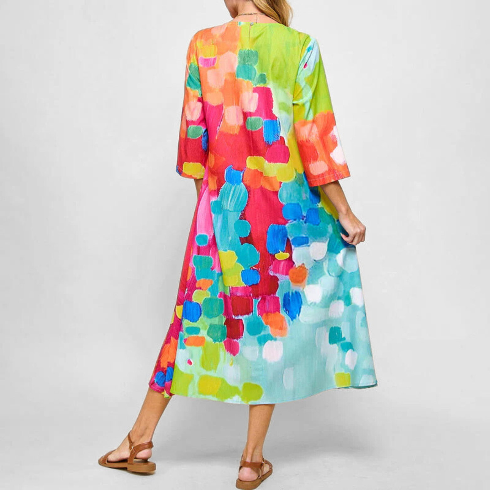 Lina – Kleurrijke Lentejurk met Artistiek Design
