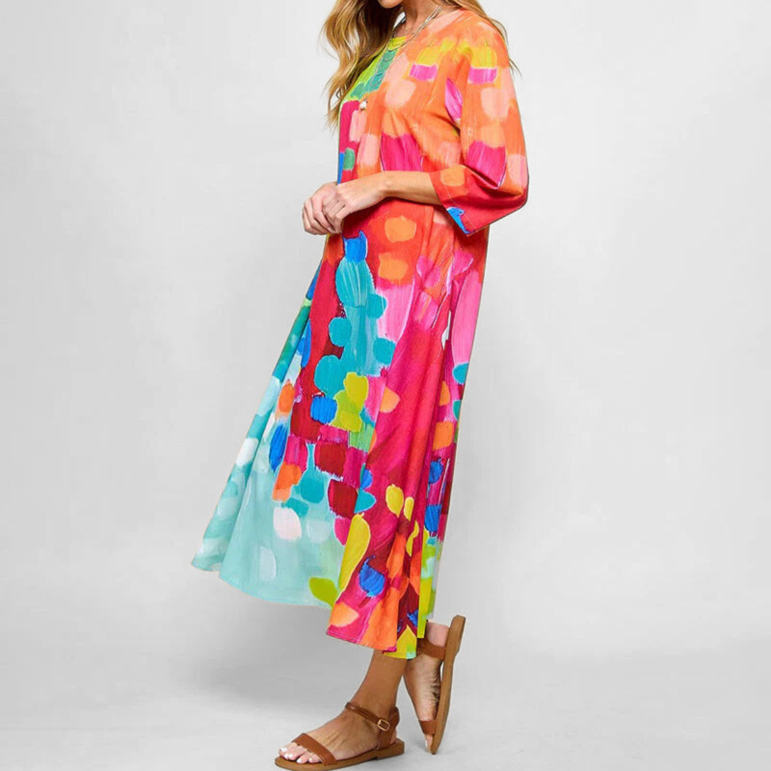 Lina – Kleurrijke Lentejurk met Artistiek Design