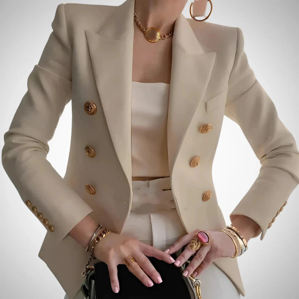 Blazer met dubbele rij knopen en gouden details voor dames