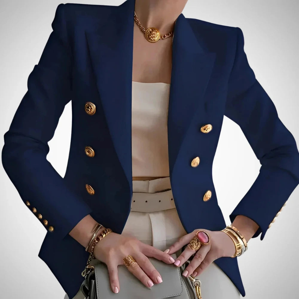 Blazer met dubbele rij knopen en gouden details voor dames