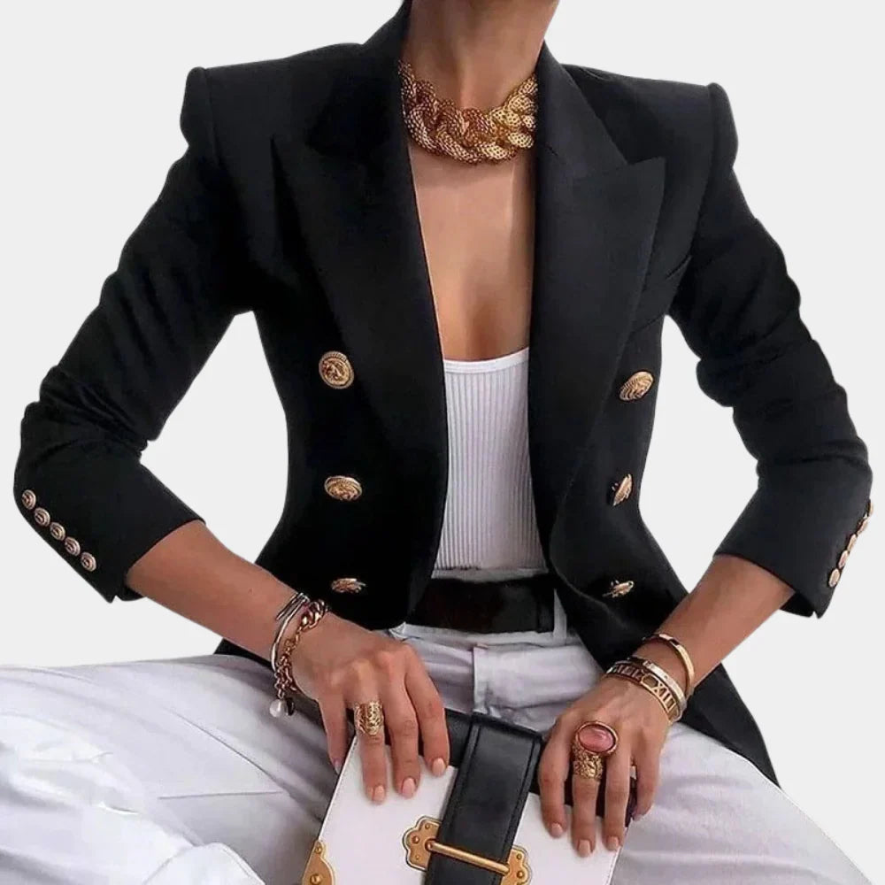 Blazer met dubbele rij knopen en gouden details voor dames