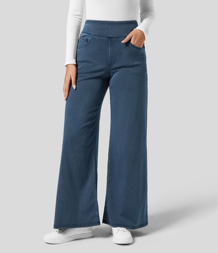Broek met hoge taille en wijde pijpen voor dames