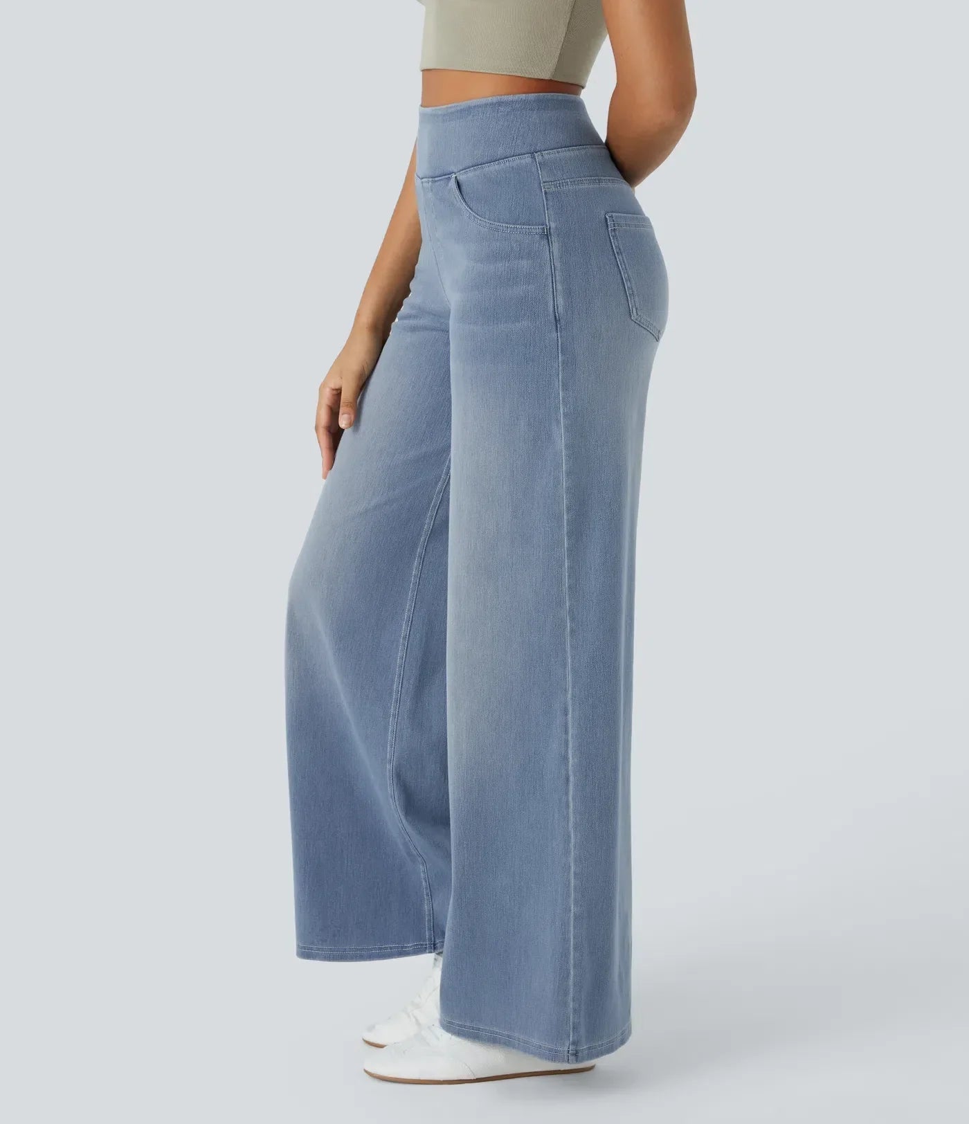 Broek met hoge taille en wijde pijpen voor dames