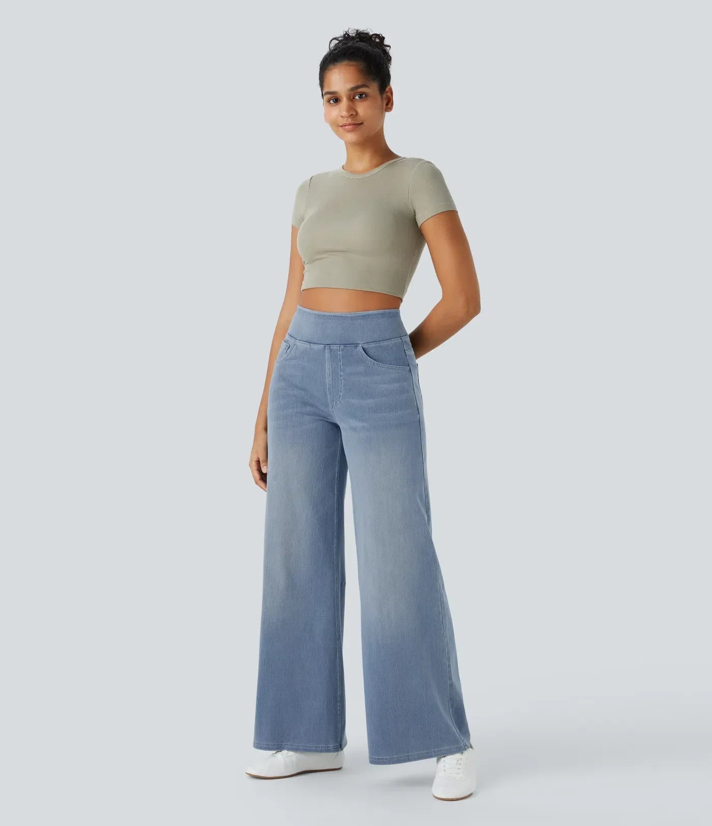 Broek met hoge taille en wijde pijpen voor dames