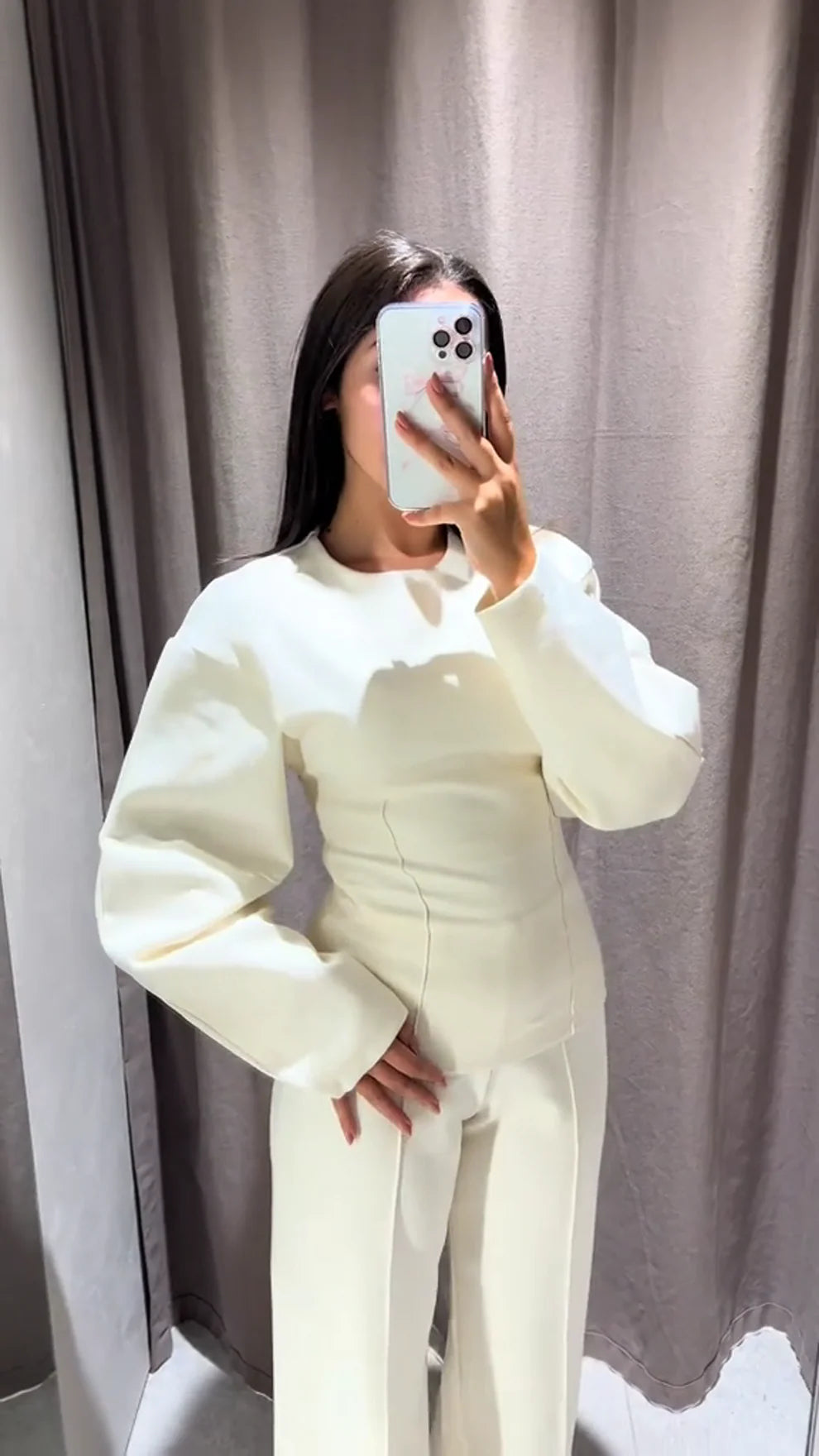 Dames 2-delige set met oversized top en wijde broek