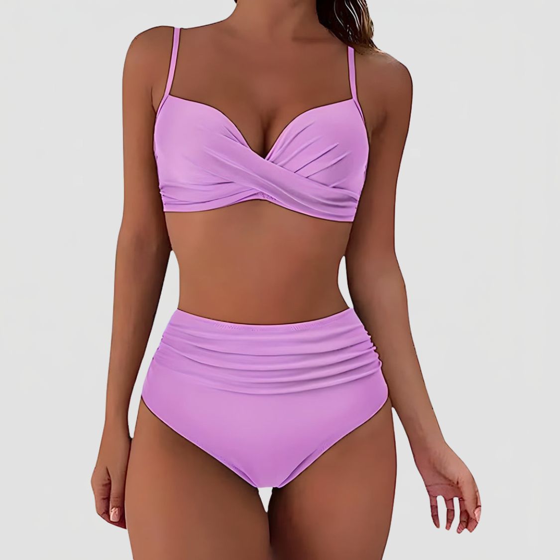 Dames Bikini met Hoge Taille en Gekruiste Top