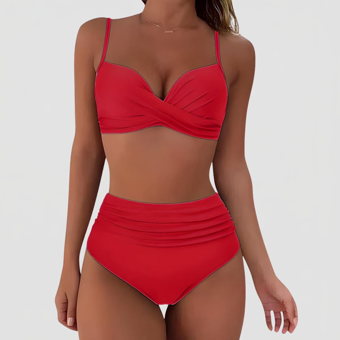 Dames Bikini met Hoge Taille en Gekruiste Top
