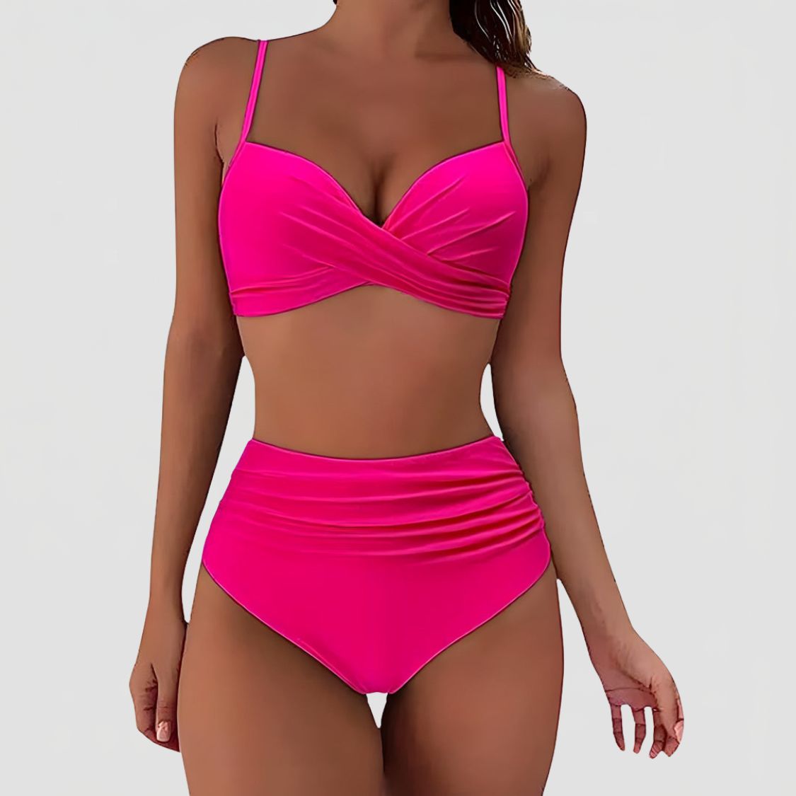 Dames Bikini met Hoge Taille en Gekruiste Top