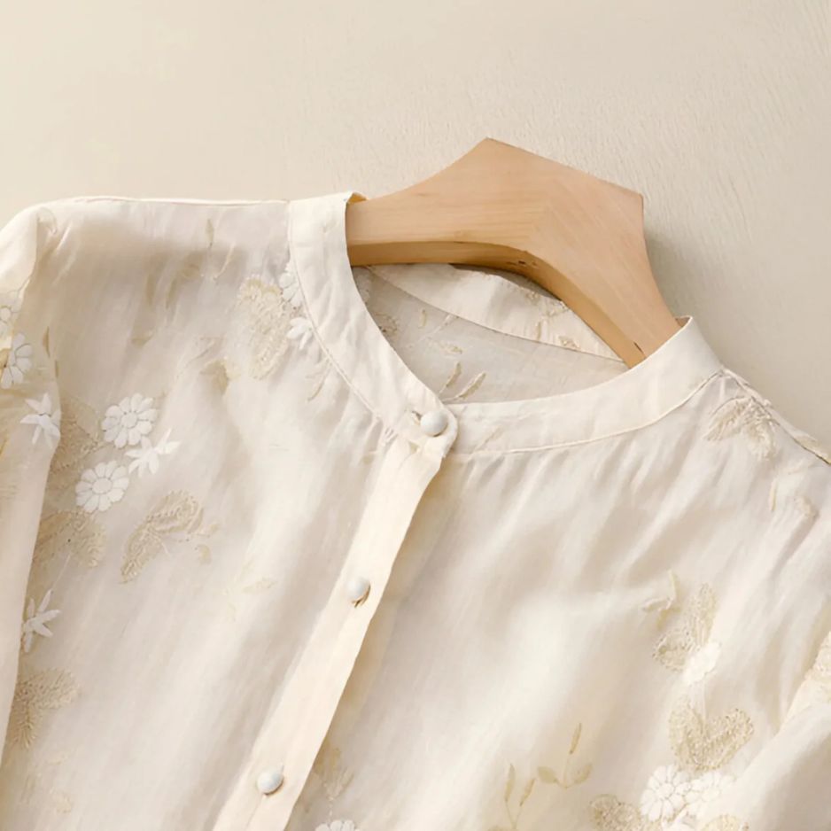 Dames Blouse met Bloemenprint en Driekwart Mouwen