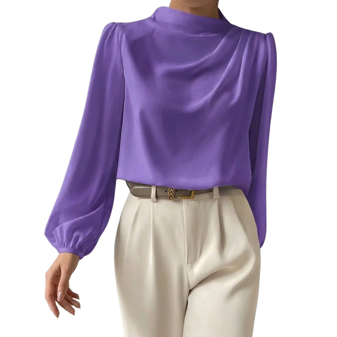 Dames Blouse met Gedrapeerd Detail en Lange Mouwen