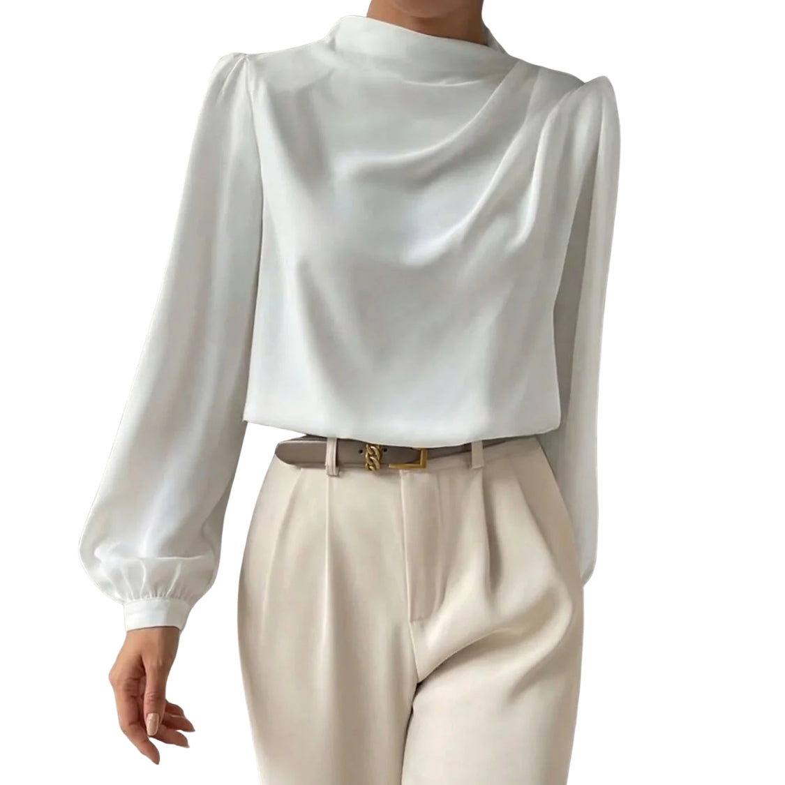 Dames Blouse met Gedrapeerd Detail en Lange Mouwen