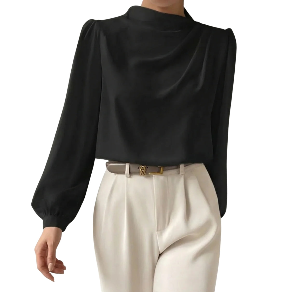 Dames Blouse met Gedrapeerd Detail en Lange Mouwen