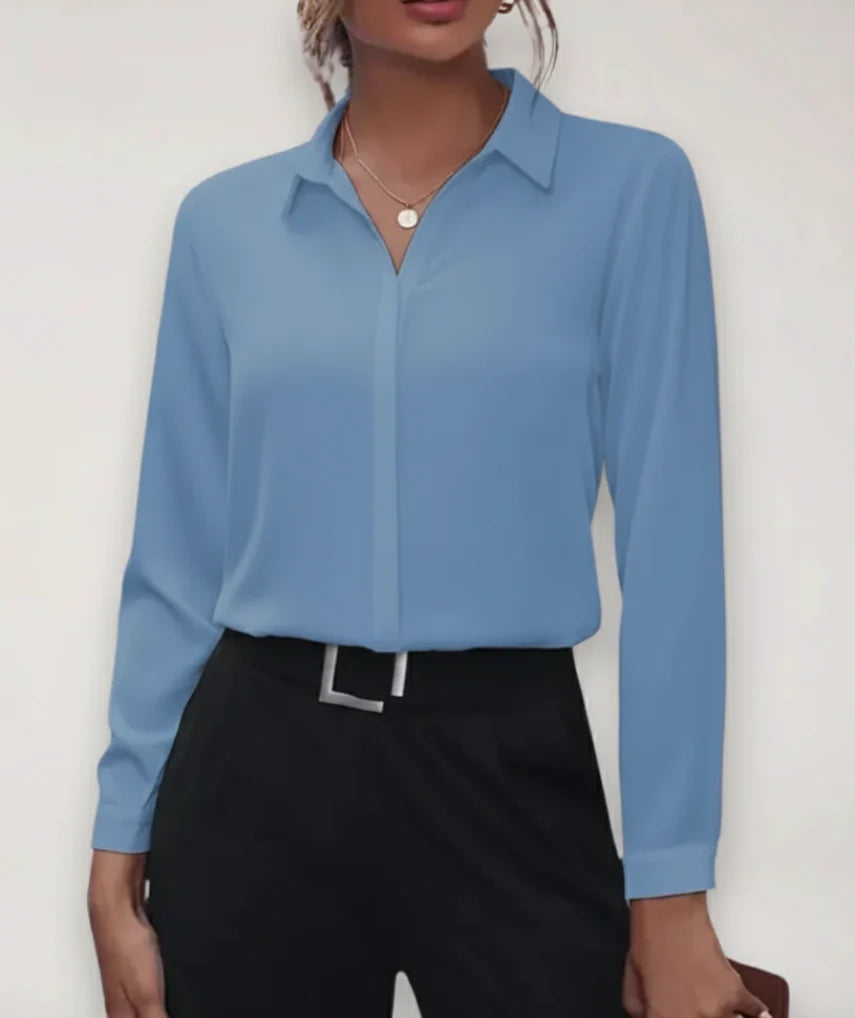 Dames Blouse met Klassieke Kraag en Knoopsluiting