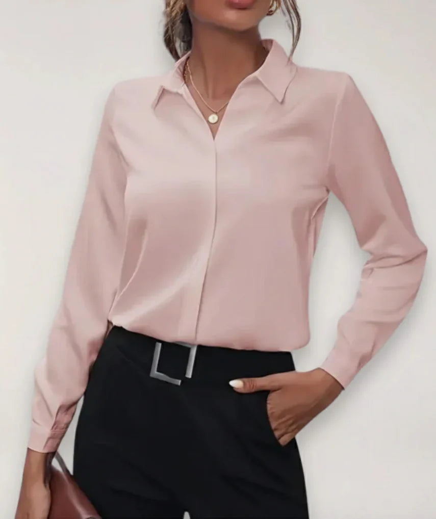 Dames Blouse met Klassieke Kraag en Knoopsluiting