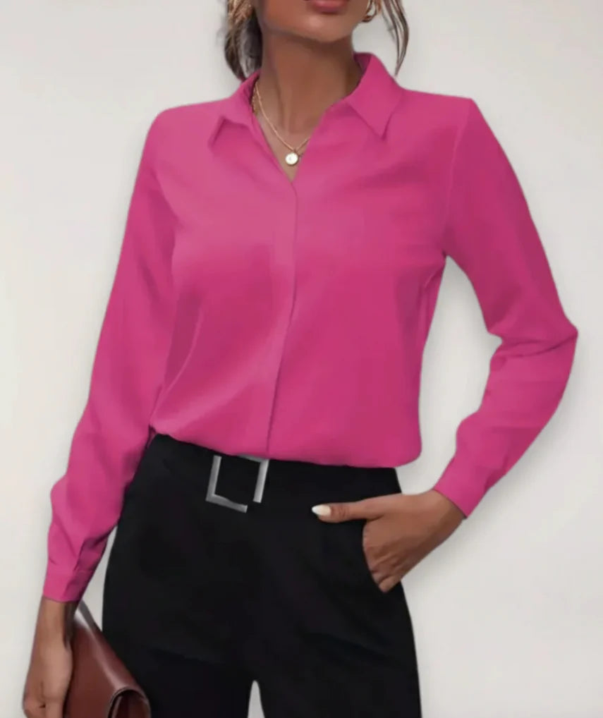 Dames Blouse met Klassieke Kraag en Knoopsluiting