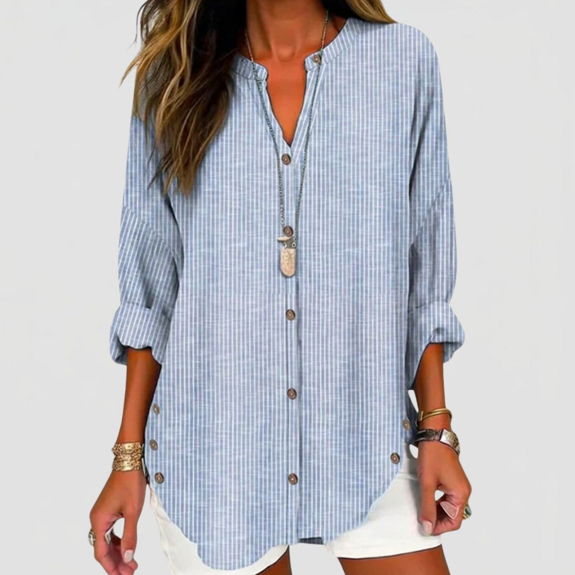 Dames Blouse met Streepprint en Lange Mouwen