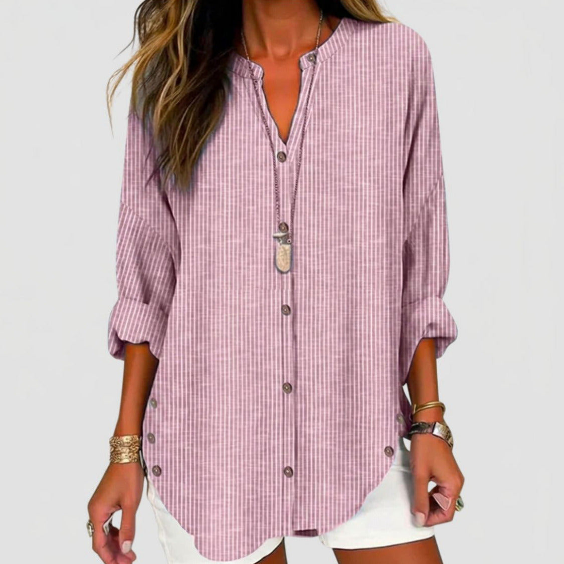 Dames Blouse met Streepprint en Lange Mouwen
