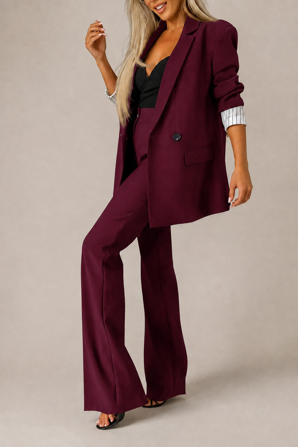 Dames Broekpak met Blazer en Knoopsluiting