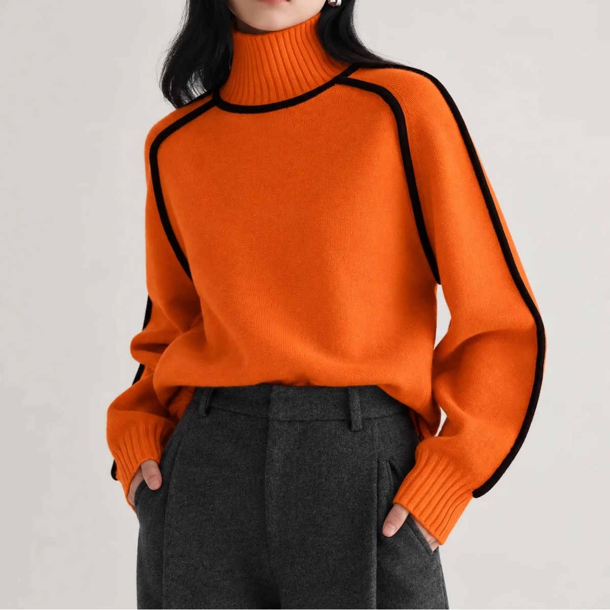 Dames Coltrui met Contrastbies en Lange Mouwen