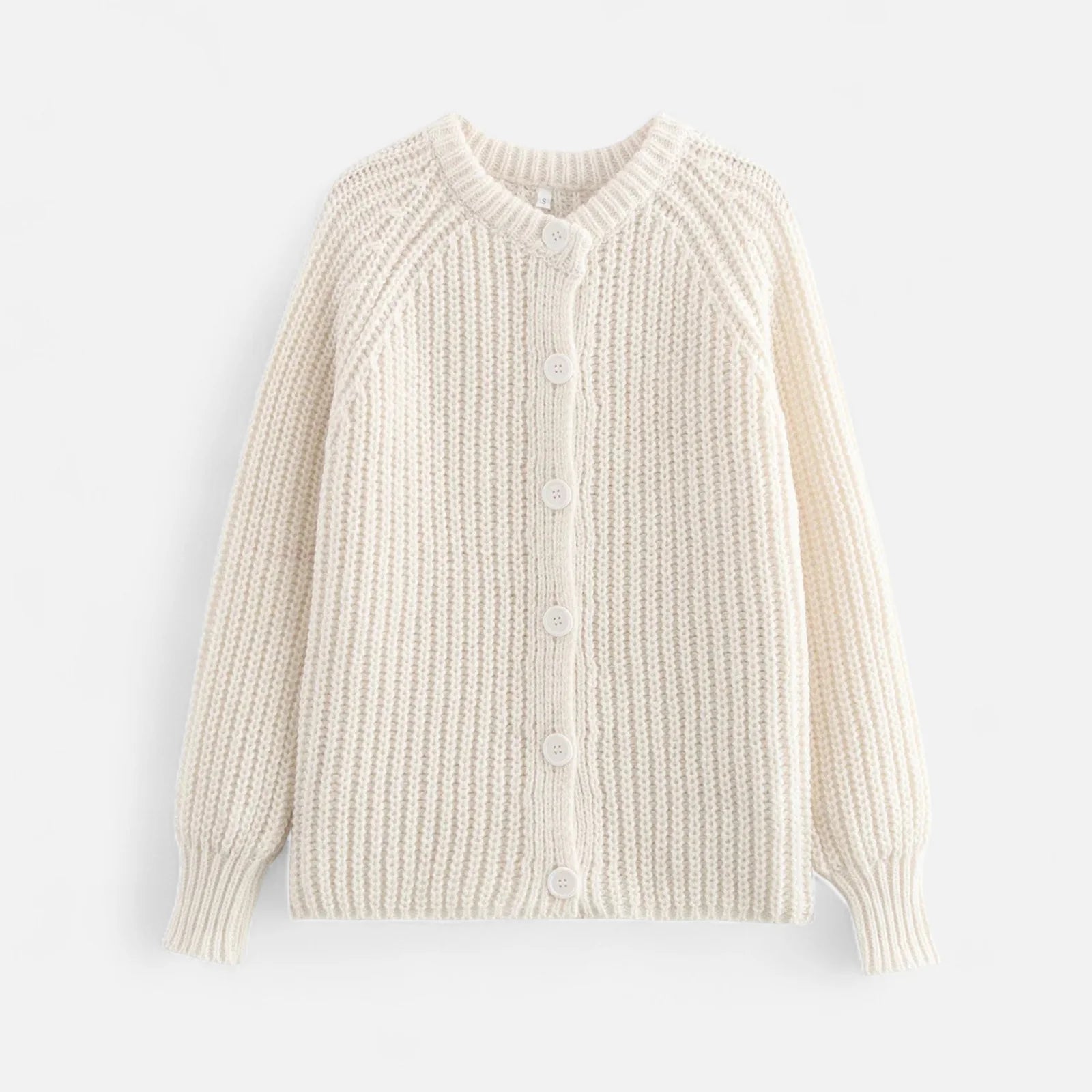 Dames Gebreide Cardigan met Ronde Hals en Knoopsluiting