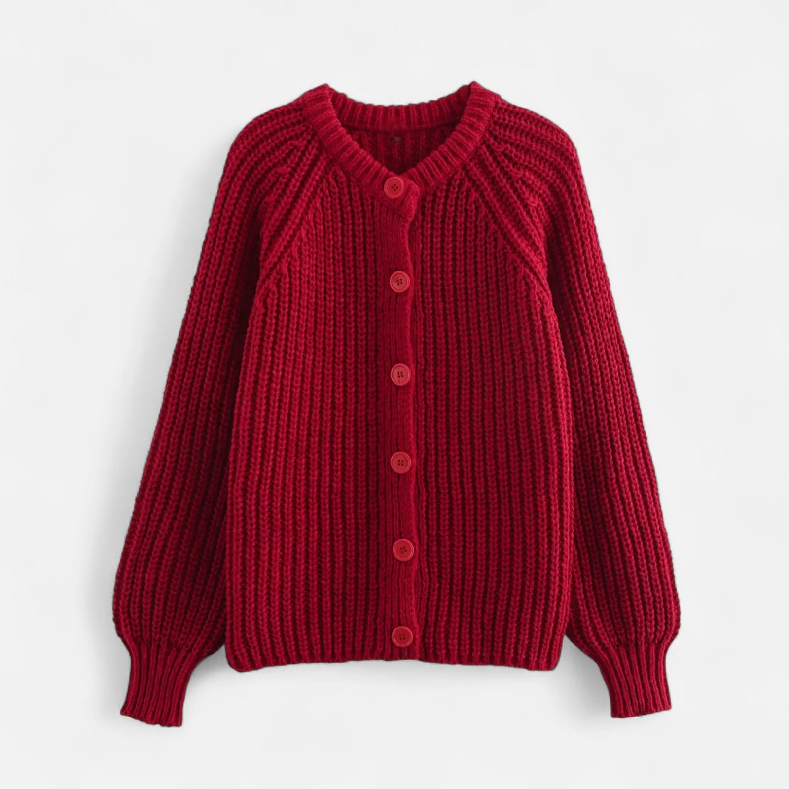 Dames Gebreide Cardigan met Ronde Hals en Knoopsluiting