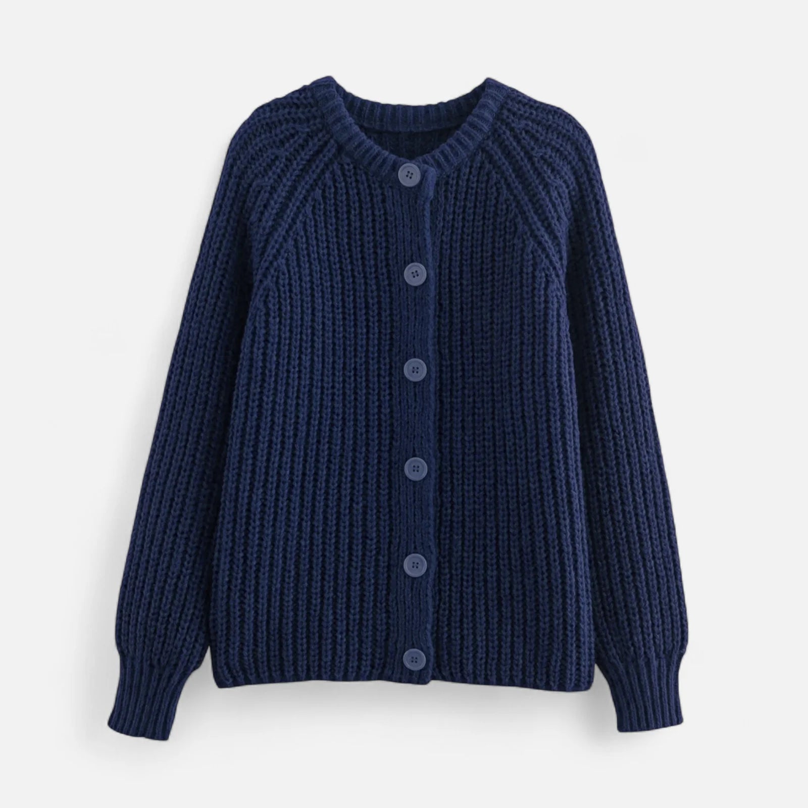 Dames Gebreide Cardigan met Ronde Hals en Knoopsluiting