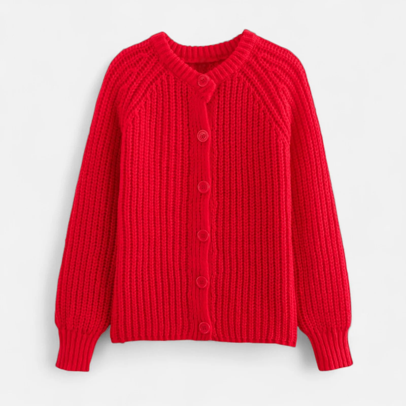 Dames Gebreide Cardigan met Ronde Hals en Knoopsluiting