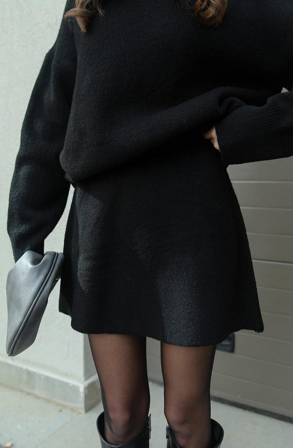 Dames Gebreide Set met Oversized Trui en Rok