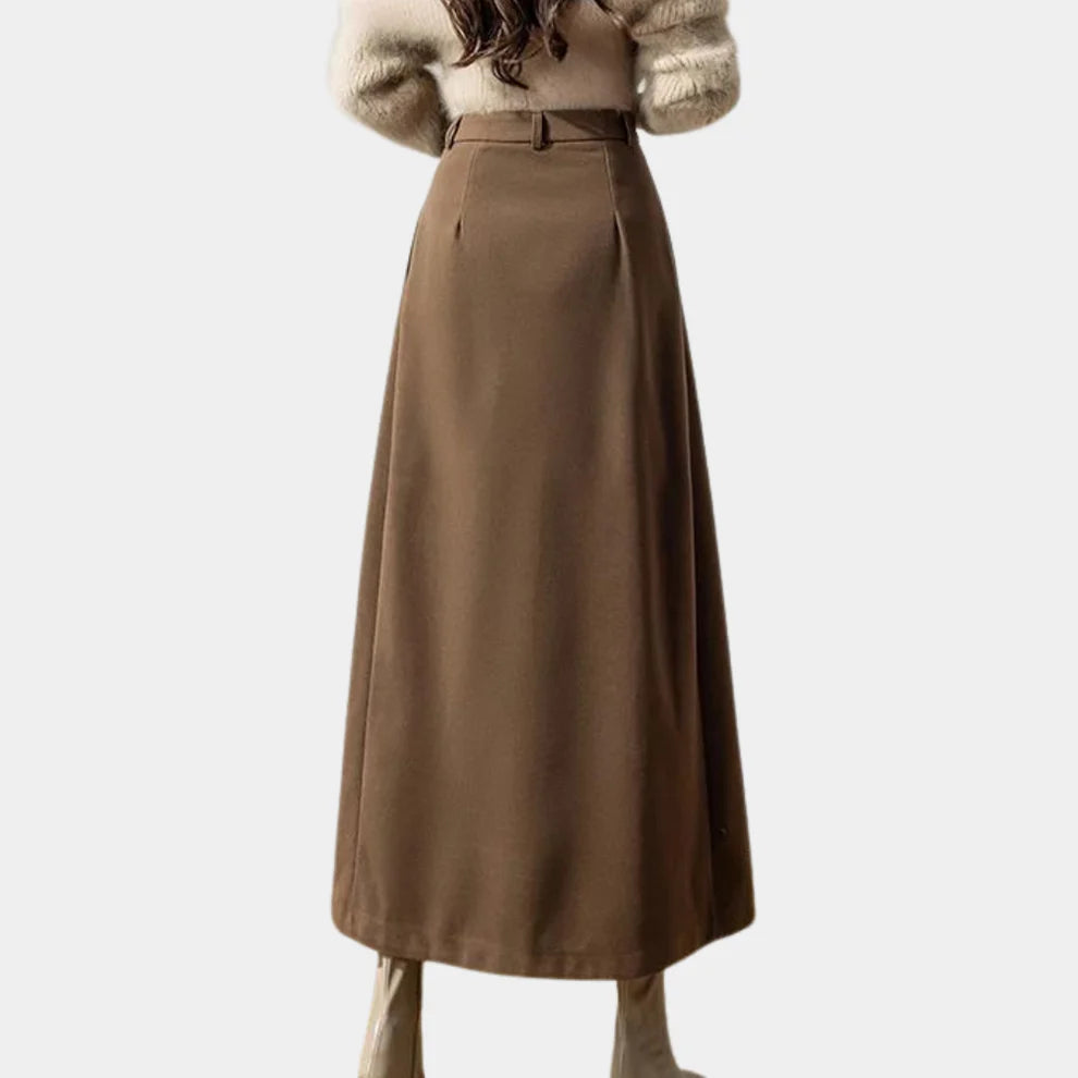 Dames Geplooide Maxi Rok met Hoge Taille