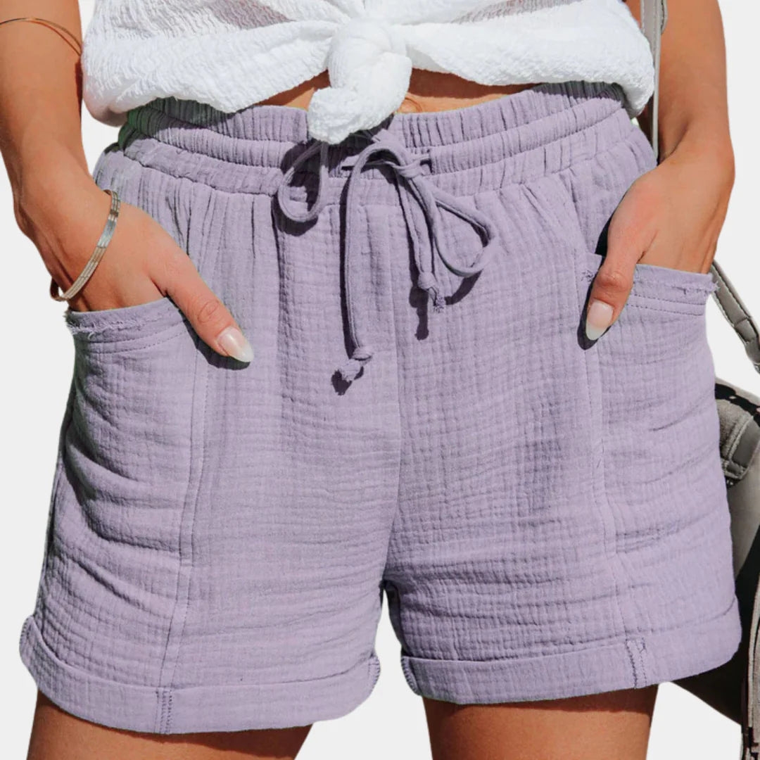 Dames Korte Broek met Elastische Tailleband en Trekkoord