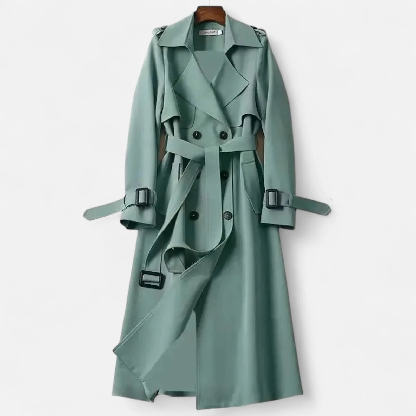 Dames Lange Trenchcoat met Reverskraag en Ceintuur