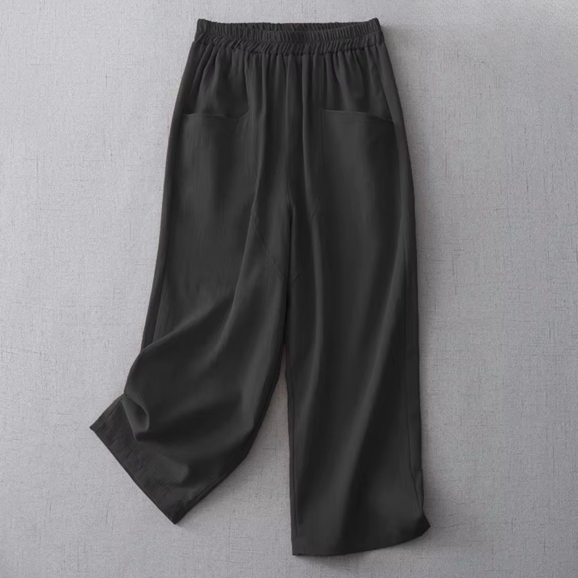 Dames Linnen Broek met Elastische Tailleband en Insteekzakken