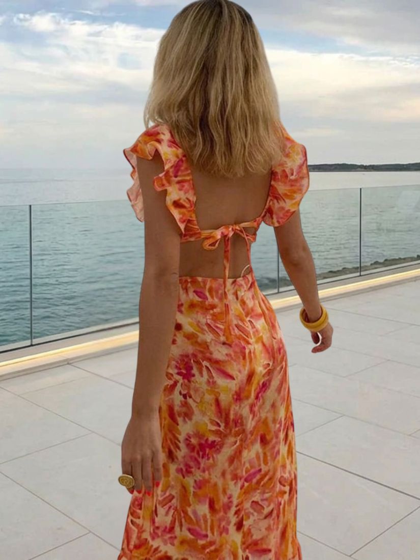 Dames Maxi Zomerjurk met Bloemenprint en Ruches
